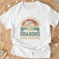 Easily Distracted By Books & Dragons Bookworm Reading T-Shirt Gifts for Old Men