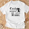 Easily Distracted Cats And Books Funny Book Lover Cat Gifts Women T-Shirt Gifts for Old Men
