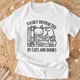 Easily Distracted By Cats And Books Shirt Cat And Book Lover T-Shirt Gifts for Old Men Easily Distracted By Cats And Books Shirt Cat And Book Lover T-Shirt Gifts for Old Men
