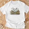 Floral Book Reading Books Flowers Growing From Book T-Shirt Gifts for Old Men