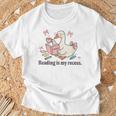 Goose Reading Romance Book Recess Bookworm T-Shirt Gifts for Old Men