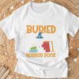 I’d Rather Be Buried In A Horror Book Spooky Skull Book Fan T-Shirt Gifts for Old Men
