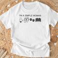 I'm A Simple Woman I Love Coffee Flip Flops Dog Books T-Shirt Gifts for Old Men