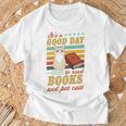 It's A Good Day To Read Books And Pet Cats Literary Quote T-Shirt Gifts for Old Men