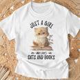 Just A Girl Who Loves Cats And Books Kitties Pet Art Lover T-Shirt Gifts for Old Men