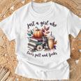 Just a Girl Who Loves Fall And Books Pumpkin Spice Autumn T-Shirt Gifts for Old Men