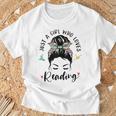 Just A Girl Who Loves Reading Hair Bun For Book Lover T-Shirt Gifts for Old Men