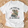 I Just Really Like Cats And Books Cat Watercolor T-Shirt Gifts for Old Men