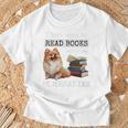 I Just Want To Read Books And Pet My Pomeranian Dog Premium T-Shirt Gifts for Old Men