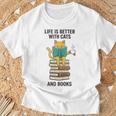 Life Is Better With Cats And Books Cat T-Shirt Gifts for Old Men Life Is Better With Cats And Books Cat T-Shirt Gifts for Old Men