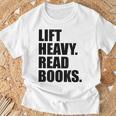 Lift Heavy Read Books Gym Apparel Weightlifters And Readers T-Shirt Gifts for Old Men