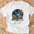 Lets Get Lit Book ShirtGet Lost In a Book SignFloral Book T-Shirt Gifts for Old Men