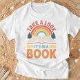 Take A Look It's In A Book Retro Reading Book Lover Premium Tri-Blend T-Shirt Gifts for Old Men