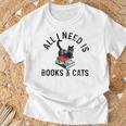 All Need Is Books & Cats Book Reader And Kittens Art T-Shirt Gifts for Old Men