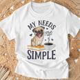 My Needs Are Simple Pug Dog Book Coffee Lover T-Shirt Gifts for Old Men