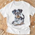 Nerdy Schnauzer Dog Book Lover Glasses Cute Pet For Men Women Kids T-Shirt Gifts for Old Men