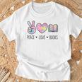 Peace Love Books Pastel Reading Heart Art For Book Lovers T-Shirt Gifts for Old Men Peace Love Books Pastel Reading Heart Art For Book Lovers T-Shirt Gifts for Old Men