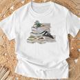Pigeon Birds And Books Reading Bird Watching Bookworm T-Shirt Gifts for Old Men