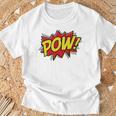 POW Comic Book Font Action Hero BAM BANG BOOM POW T-Shirt Gifts for Old Men