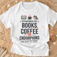 Powered By Books Coffee Endorphins Running Reader Runner T-Shirt Gifts for Old Men