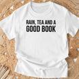 Rain Tea And A Good Book Reading Lover T-Shirt Gifts for Old Men