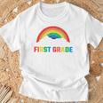 Rainbow Colors First Grade Squad Reading Book Graphic T-Shirt Gifts for Old Men