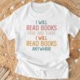 I Read Books Anywhere I Love Heart Books Bookworm T-Shirt Gifts for Old Men