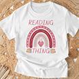Reading Is My Thing Book Bookworm Teacher Rainbow Girl T-Shirt Gifts for Old Men