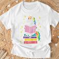 Reading Unicorn Cute Book Lover Bookworm Women Girls T-Shirt Gifts for Old Men