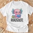 Readsolotl Cute Axolotl Reading Book Kawaii Pink Aesthetic T-Shirt Gifts for Old Men