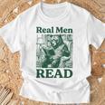Real Men Read Cute Bear Tea Book Lover Men Boys Reading Premium Tri-Blend T-Shirt Gifts for Old Men