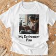 My Retirement Plan Cat Lover Wine Drinker Book Reader T-Shirt Gifts for Old Men