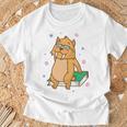 Sabre-Toothed Tiger Loves Books Wildcat T-Shirt Gifts for Old Men