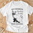 Siamese Cat Reading And Books T-Shirt Gifts for Old Men