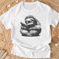 Sleepy Sloth Reading Book Cute Vintage Animal Graphic T-Shirt Gifts for Old Men