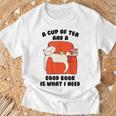Tea A Cup Of Tea And A Good Book Is What I Need Cat Men Women Kids T-Shirt Gifts for Old Men