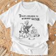 Teach Children To Worship Satan Satanic Demon Devil Book T-Shirt Gifts for Old Men