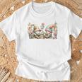 Teacher Gnome Motif Floral Stack Of Books Decor Cute Reading T-Shirt Gifts for Old Men