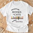 Time Spent With Books & Cats Is Never Wasted T-Shirt Gifts for Old Men
