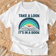 Vintage Retro Style Rainbow Take a Look It's In a Book Read T-Shirt Gifts for Old Men Vintage Retro Style Rainbow Take a Look It's In a Book Read T-Shirt Gifts for Old Men
