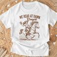Western Life Book Lover Reading We Reads At Dawn Cowgirls T-Shirt Gifts for Old Men