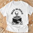 Whimsigoth Skeleton Reading A Book Dark Gothic Aesthetic T-Shirt Gifts for Old Men
