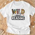 Wild About Reading Reading Books And Bookworm Library Day T-Shirt Gifts for Old Men