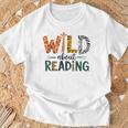 Wild About Reading Library Day Reading Books And Bookworm T-Shirt Gifts for Old Men