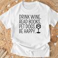 Women's Drink Wine Read Books Pet Dogs Book Lover Dog Mom T-Shirt Gifts for Old Men Women's Drink Wine Read Books Pet Dogs Book Lover Dog Mom T-Shirt Gifts for Old Men