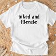 Women's Inked & Literate Tattooed & Educated Bookworm Goth Grunge T-Shirt Gifts for Old Men Women's Inked & Literate Tattooed & Educated Bookworm Goth Grunge T-Shirt Gifts for Old Men