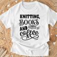 Women's Knitting Books And Coffee Knitter Reader Coffee Lover T-Shirt Gifts for Old Men