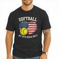 Patriotic US Flag Softball Dad Like A Baseball Dad Men T-Shirt Patriotic US Flag Softball Dad Like A Baseball Dad Men T-Shirt