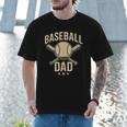 Baseball Dad Crossed Bats Cool Sports Fan Vintage Men T-Shirt