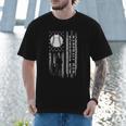 Baseball Dad Silhouette Bat Flag Stars Men T-Shirt Baseball Dad Silhouette Bat Flag Stars Men T-Shirt